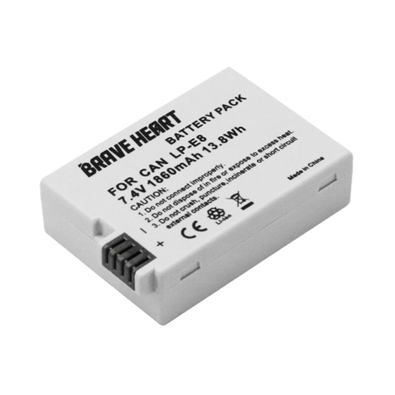 Batería para cámara Canon EOS 550D 600D 650D 700D Kiss X4 X5 X6i X7i Rebel T2i T3i T4i T5i, LP-E8 de 1860mah, 2 piezas: 1battery