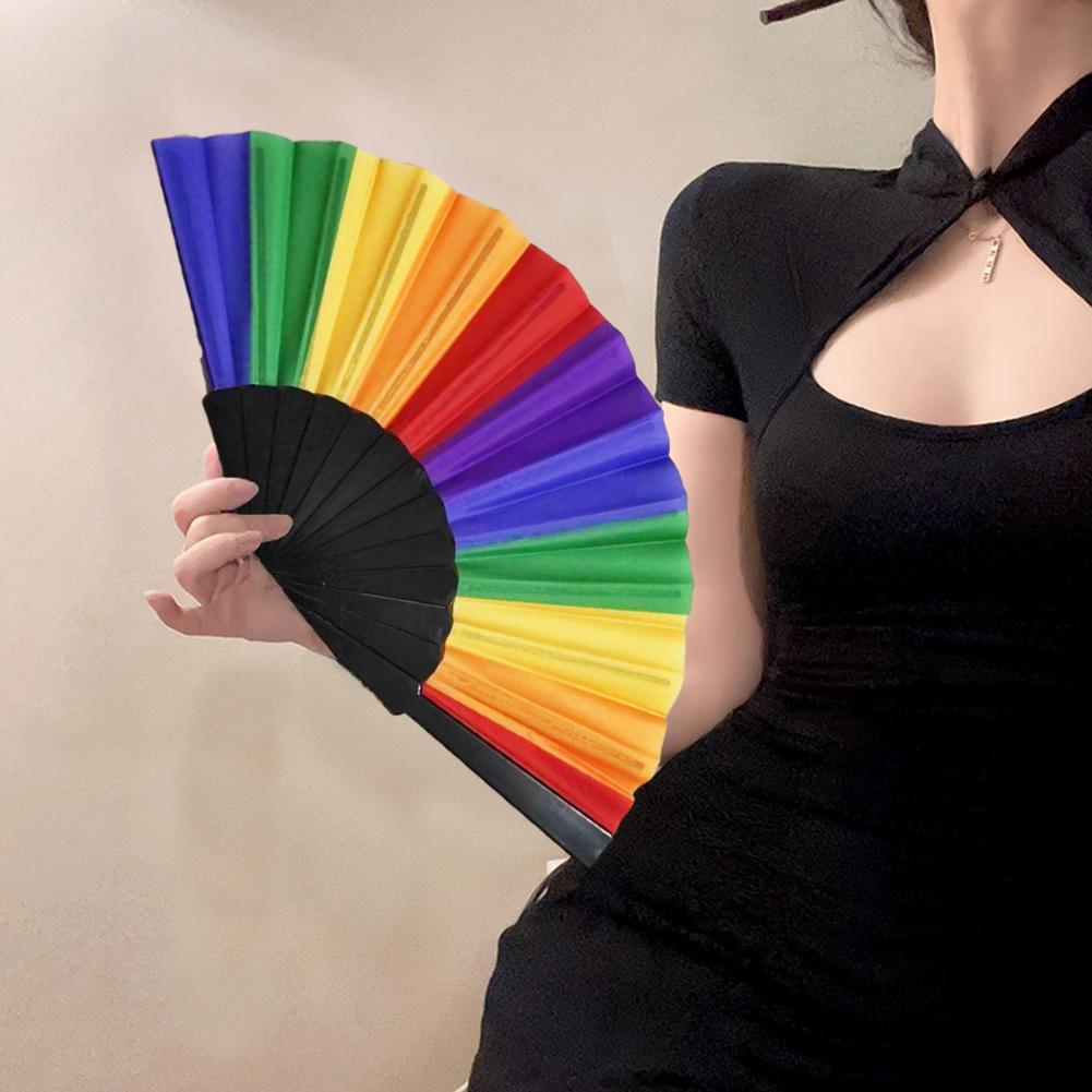 Regenboog Fan Kleurrijke Regenboog Opvouwbare Fan Lichtgewicht Compact Formaat Feestdecoratie Handventilator Draagbare Bruiloft handventilatoren