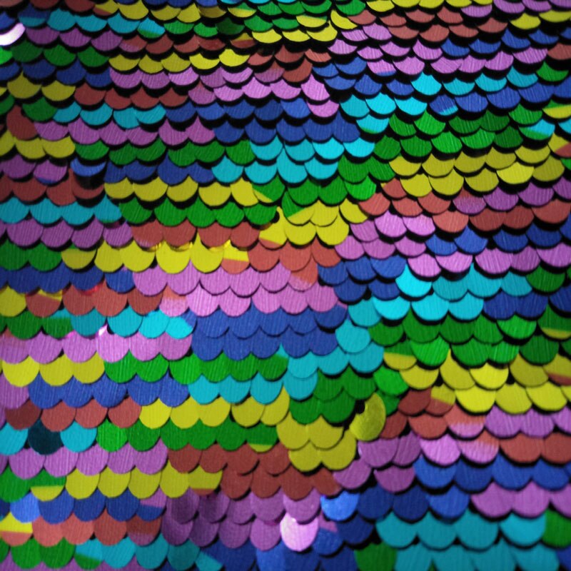 Gloednieuwe Regenboog Kleur Sequin Dubbele gezicht Omkeerbare Sequin Stof Satijn Terug Sequin Stof Voor DIY Naaien Bag Purse