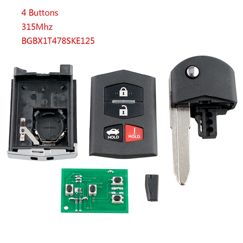 Auton älykäs kauko-avain 4 painiketta auton avaimenperä sopii mazda 3 315 mhz bgbx 1 t 478 ske 125