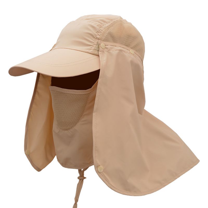 Unisex Bescherming Zonnehoed UV Bescherming Gezicht Hals Flap Zon Cap Gezicht Man Zon Cap Zomer Hoed Werk Casual Hoed zomer: Khaki