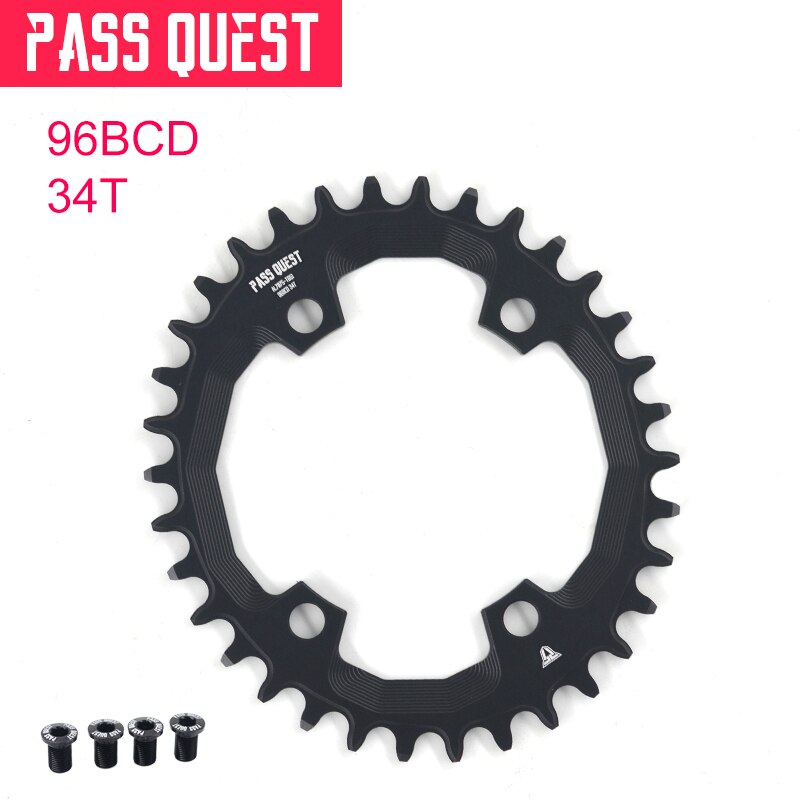 PASS QUEST oval Chainring 96BCD MTB Narrow Wide Bicycle Chainwheel 32/34/36/38/40/42T for deore xt M7000 M8000 M9000 Crankset: 34T