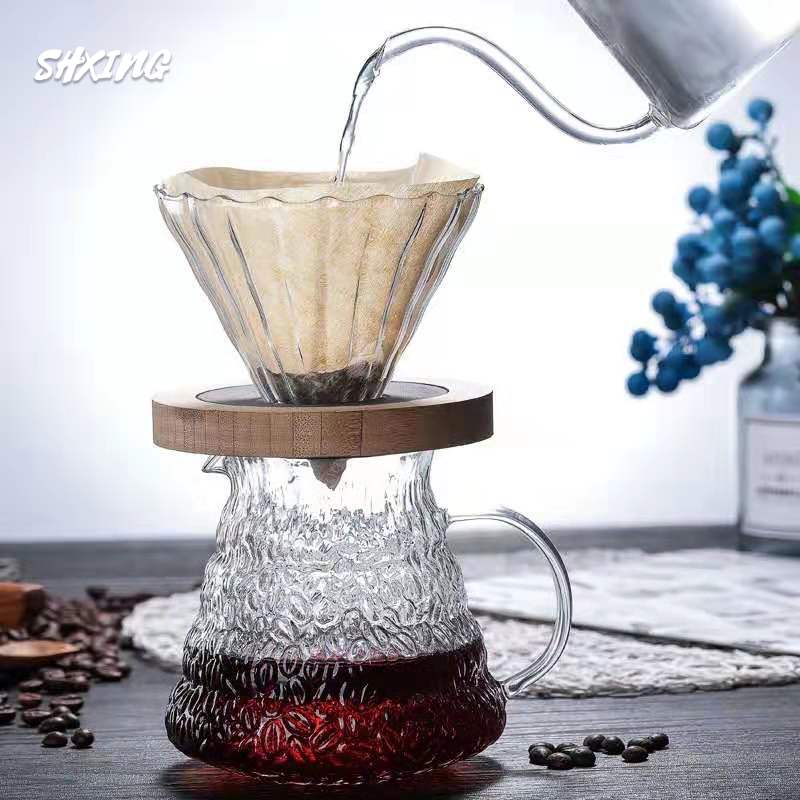 Coffee Three-piece Set with Coffee Paper Coffee Thread Coffee Sharing Pot, Reusable Glass Pot Coffee Pot Set V60 Coffee Set
