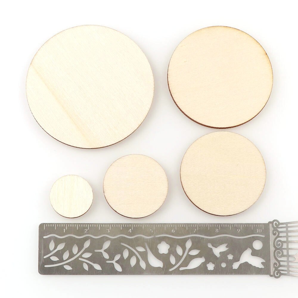 Discos de madera natural para manualidades, Base pulida para manualidades, bricolaje, decoración de pintura de de boda, 30-60mm, 10-50 piezas