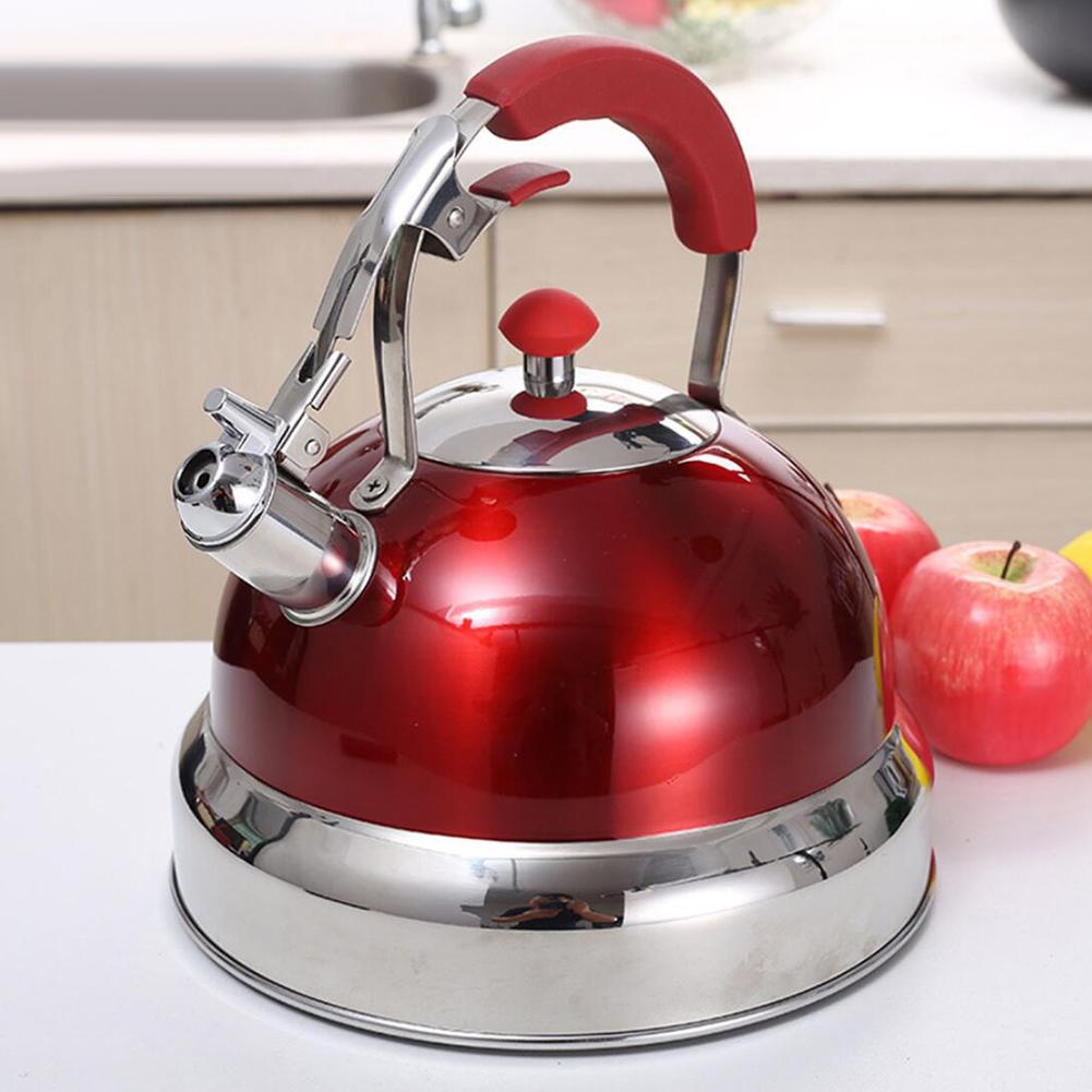 Bouilloire à sifflement 5L pour cuisinière à gaz toutes les cuisinières bouilloire à café en acier inoxydable avec poignée en Silicone théière de grande capacité