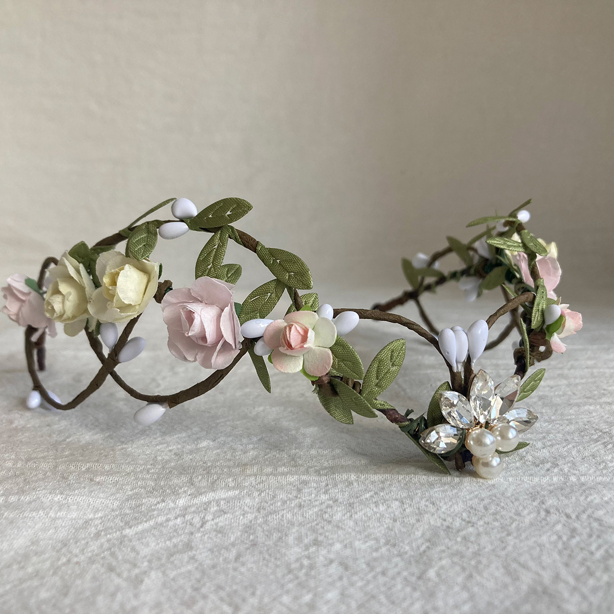Purple Flower Headpiece - Fairy Floral Crown Woodland Elf Headband Forest Wreath Elven Tiara for Renaissance Cosplay Wedding: Platinum Plated