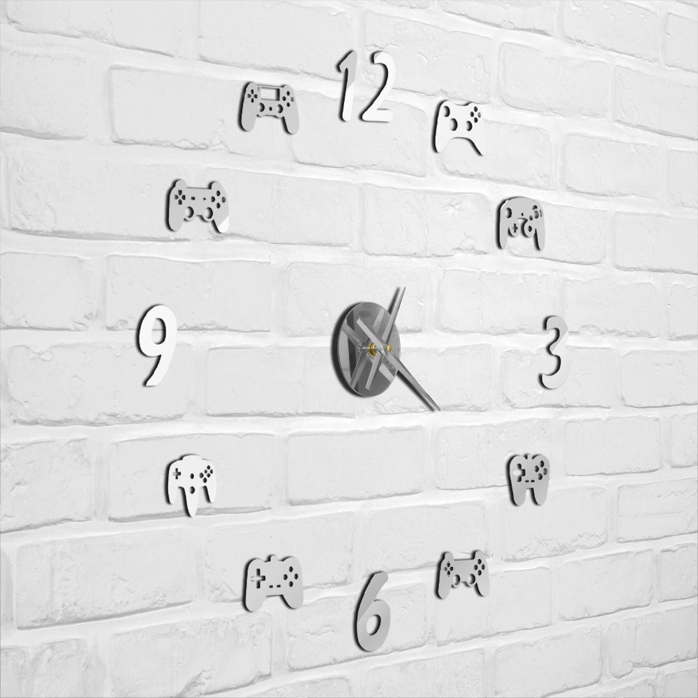 Gamepad DIY Large Wall Clock Watch Modern Video Game Controllers 3d diy Acrylic Mirror Quartz Needle Horloge