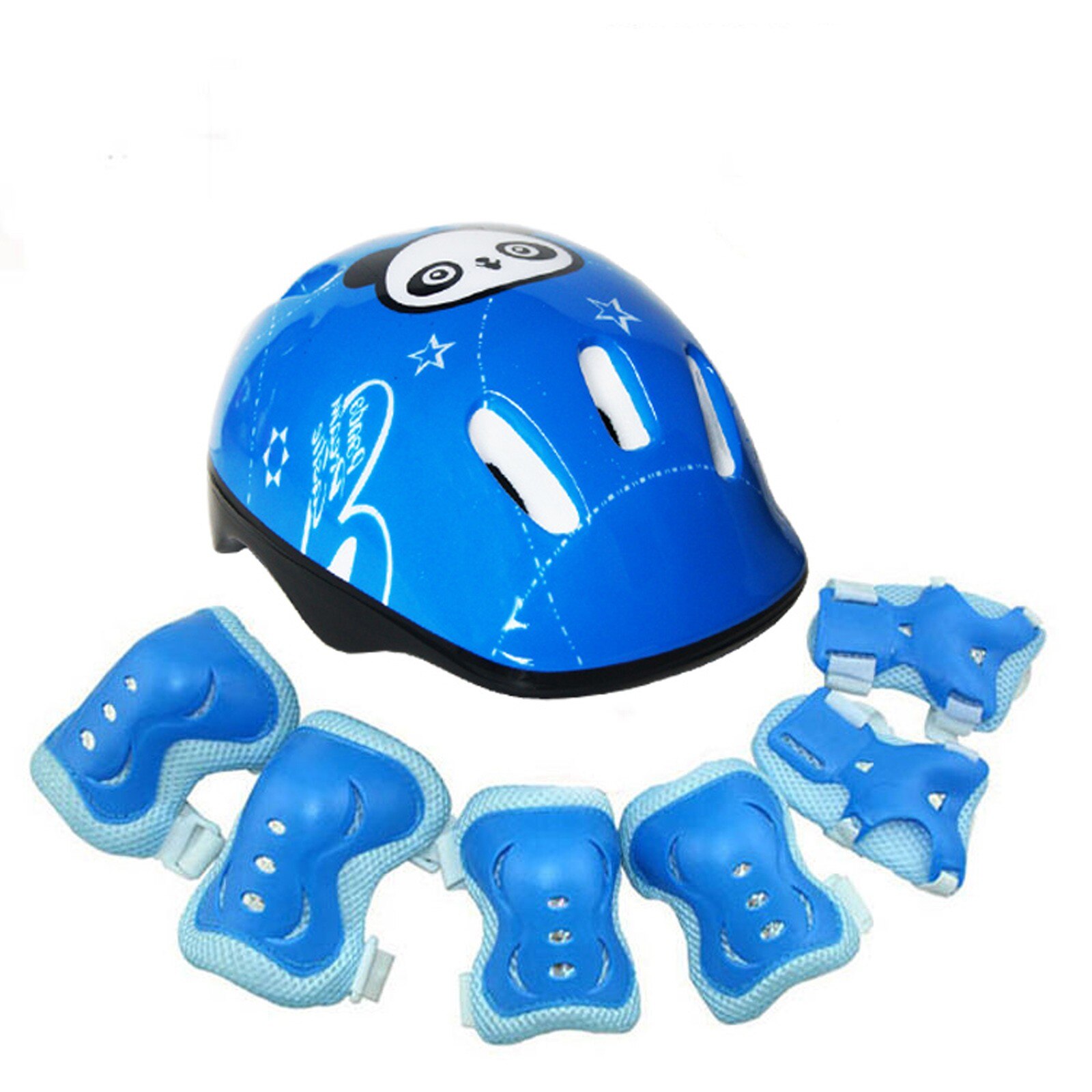 7 Stks/set Kinderen Skateboard Helm Beschermende Apparatuur Kids 7-In-1 Verstelbare Beschermende Knie Pols Guard Elleboog pad Set #40: A