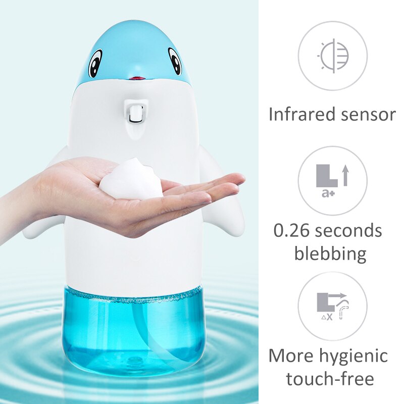 Dispensador de jabón automático con forma de delfín para niños, accesorios de baño para niños, espuma de,dispensador jabon, inducción inteligente, jabón de manos,dosificador jabón,dispensador jabon cocina,viaje,