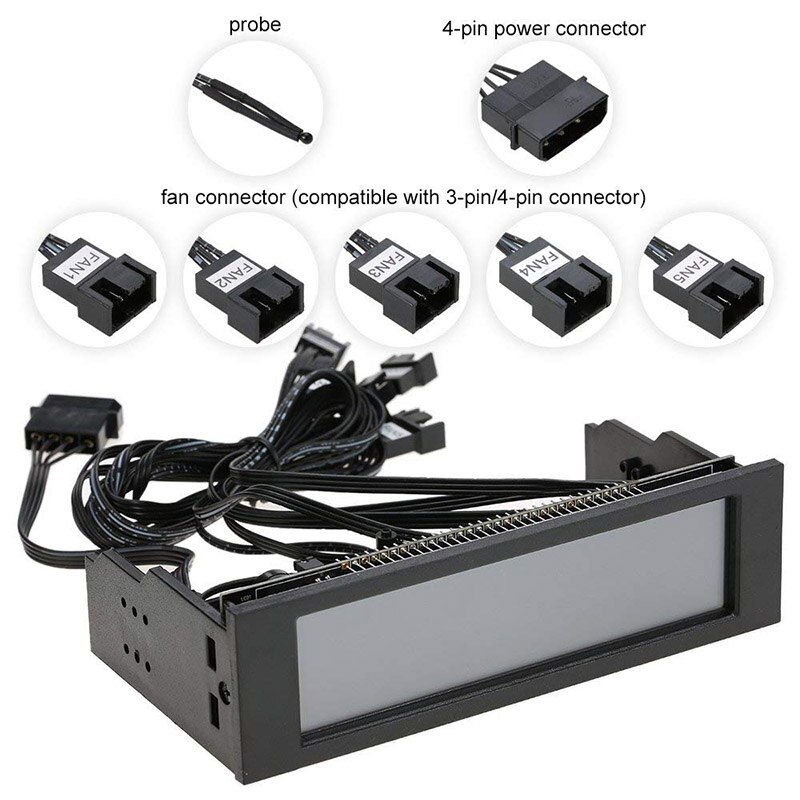 5.25” Touchscreen LCD 5 Way Fan Speed Controller-PC Computer Cooling Temperature Controller Front Pane w/ Temperature Monitor