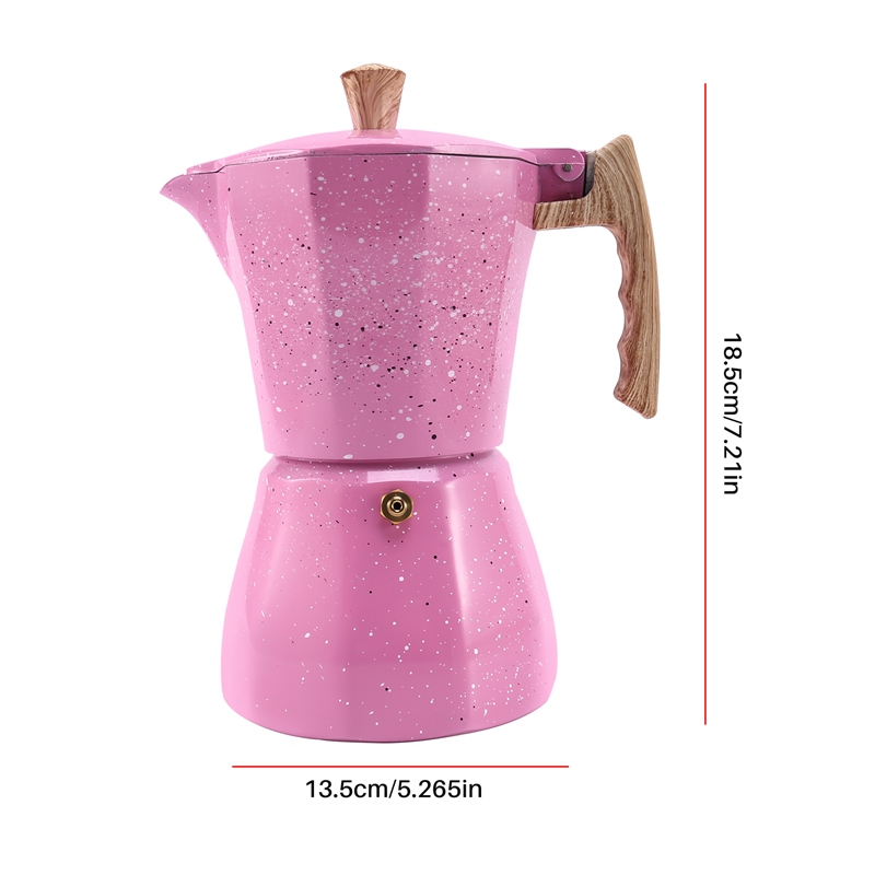 Latte mokka kaffetrakter italiensk moka espresso cafeteira perkolator gryte stovetop kaffetrakter 300ml rosa