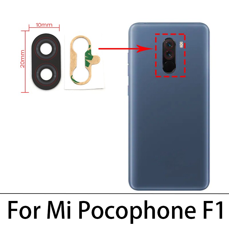 Voor Xiaomi Poco M3 X2 F2 Pro F3 Real Terug Camera Glazen Lens Met Lijm Lijm Zieker + Frame Houder voor Xiaomi Poco X3 Nfc F1: Poco F1