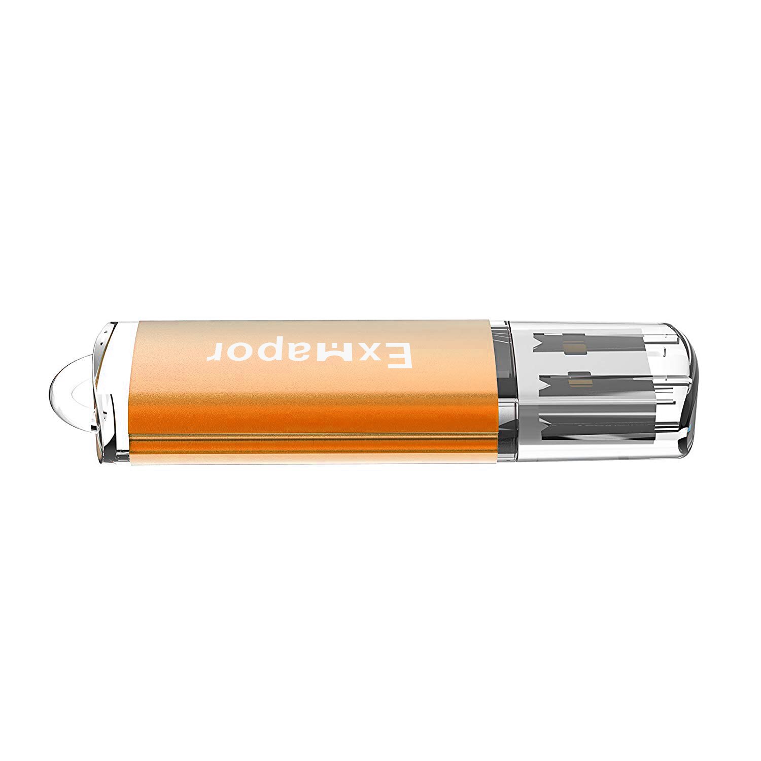 Exmapor 64GB USB 2.0 Flash Drive Large Capacity 128 GB Thumb Drive 32GB Jump Drive Zip Drive Memory Stick with LED Light, Orange