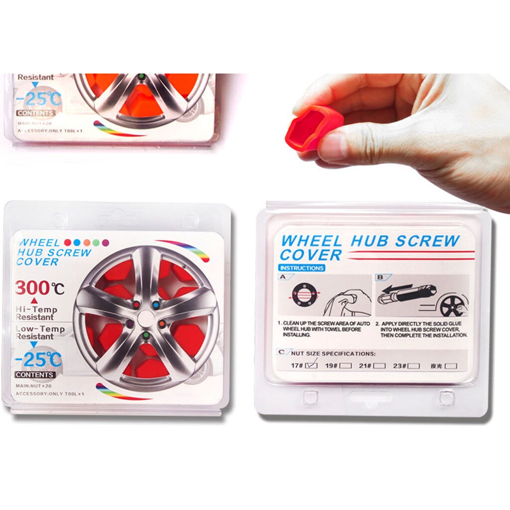 Pak Van 20 Auto Wiel Band Schroef Beschermen Bolt Cover Moer Cap Lug 17 Mm Zwart