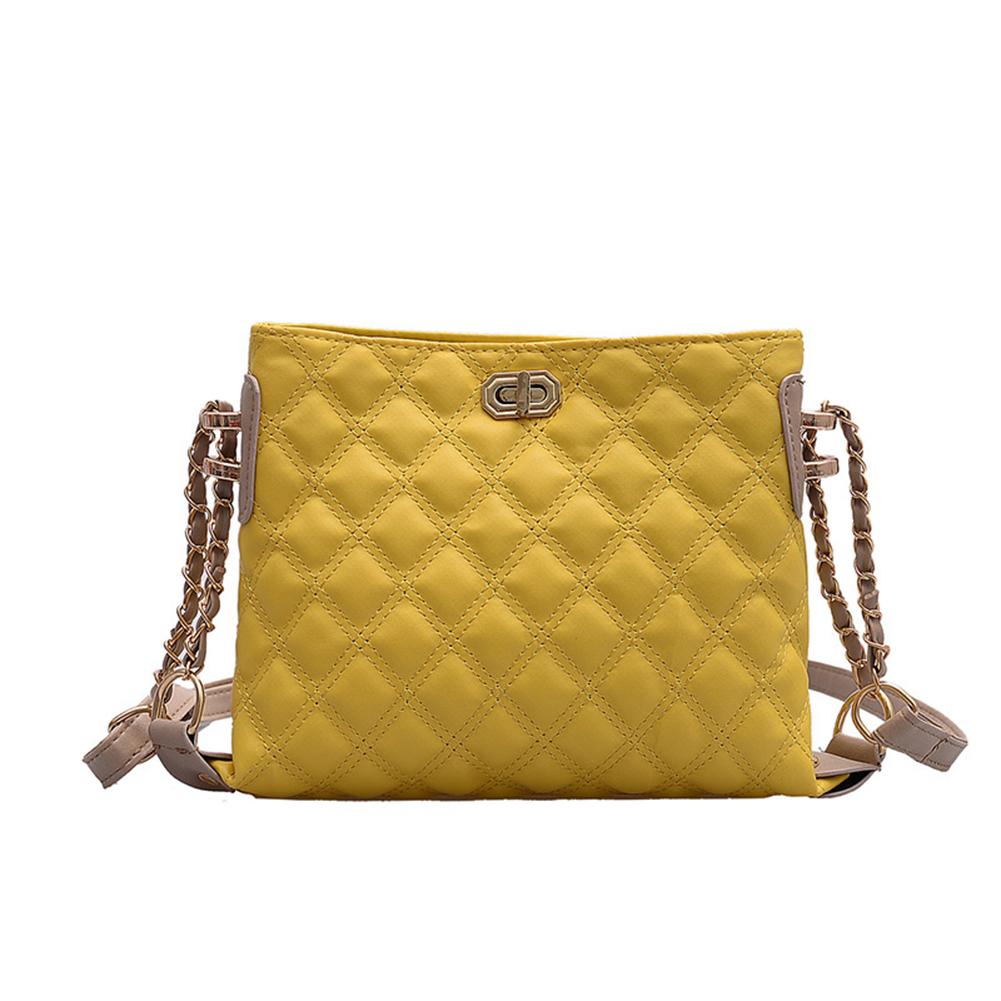 2020 borse a tracolla con motivo reticolare di nuovo Design elegante borsa a tracolla femminile in pelle Pu borsa a tracolla elegante da donna: YELLOW