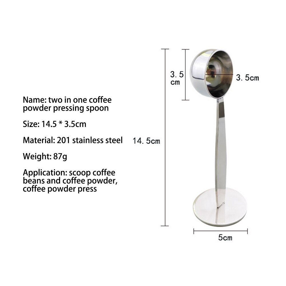 2 In 1 Rvs Koffie Stampers Houder Theelepel Koffie Sabotage Meten Koffielepel Thee Gereedschappen