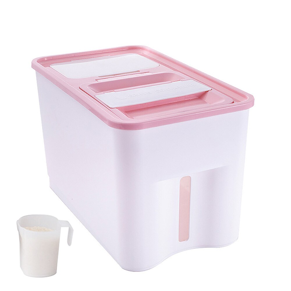 Plastikowy dyspenser płatków zbożowych zestaw 25Kg schowek robić kuchni robić jedzenia dozownik ziarna ryżu organizator ziarna puszki robić przechowywania słoiki robić magazynowania: średni różowy