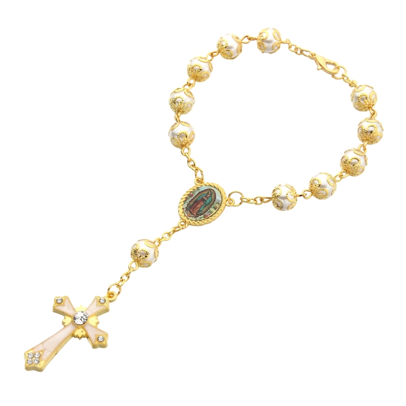 Bracelet croix de jésus, perles dorées, ornement sacré pour noël, décoration d&#39;église catholique, religieux: 2
