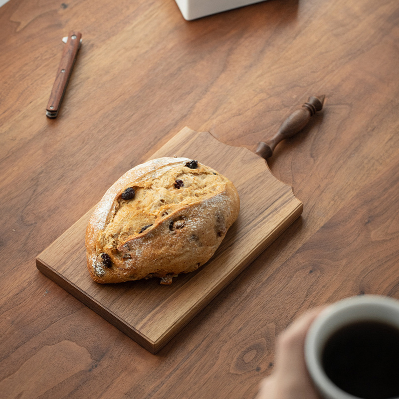 Tabla de cortar de nogal, utensilios de cocina de doble cara, francés, vintage, madera maciza, pan, postre, fruta, bistec