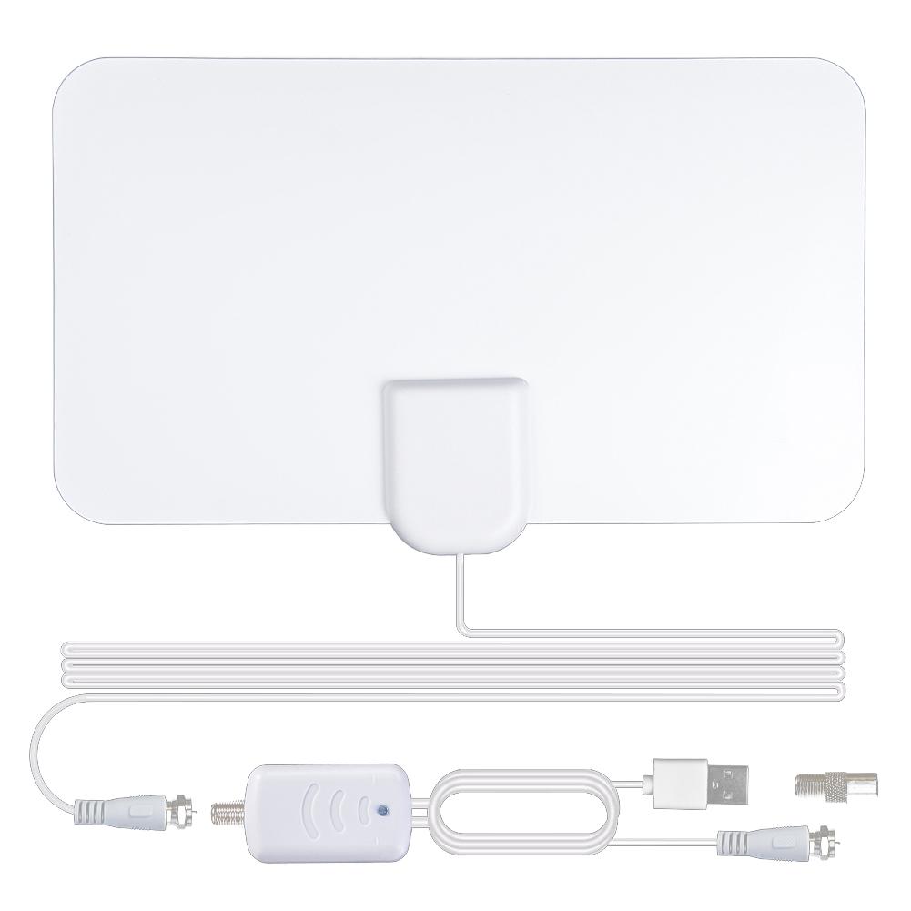 1200 Miles 1080P Indoor Digital TV Antenna Signal Receiver With Amplifier Signal Booster Radius Surf Fox HD Mini Antennas Aerial: White