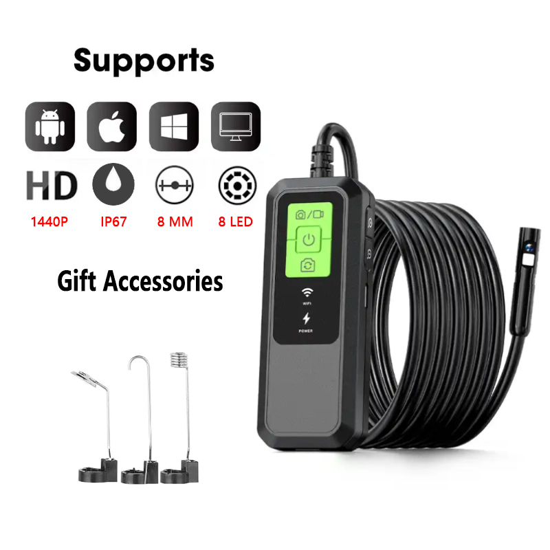 5.5/8mm 1200P Endoscopic Wifi Camera Endoscope For Android Iphone IOS Mobile Smartphone Car Inspection Tools Single Dual Lens: Blue / 1m