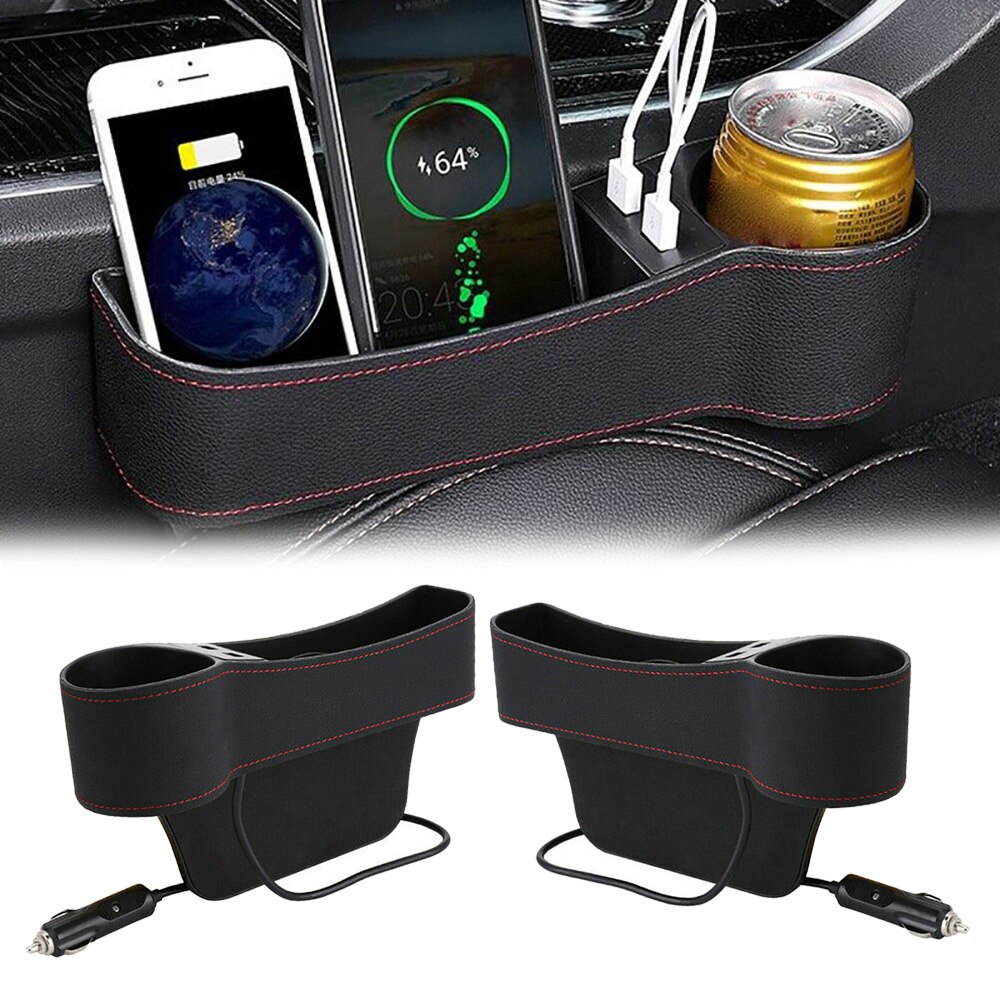 1pc auto-accessoires stoelvak opbergdoos met /2 usb-poorten met een aansteker