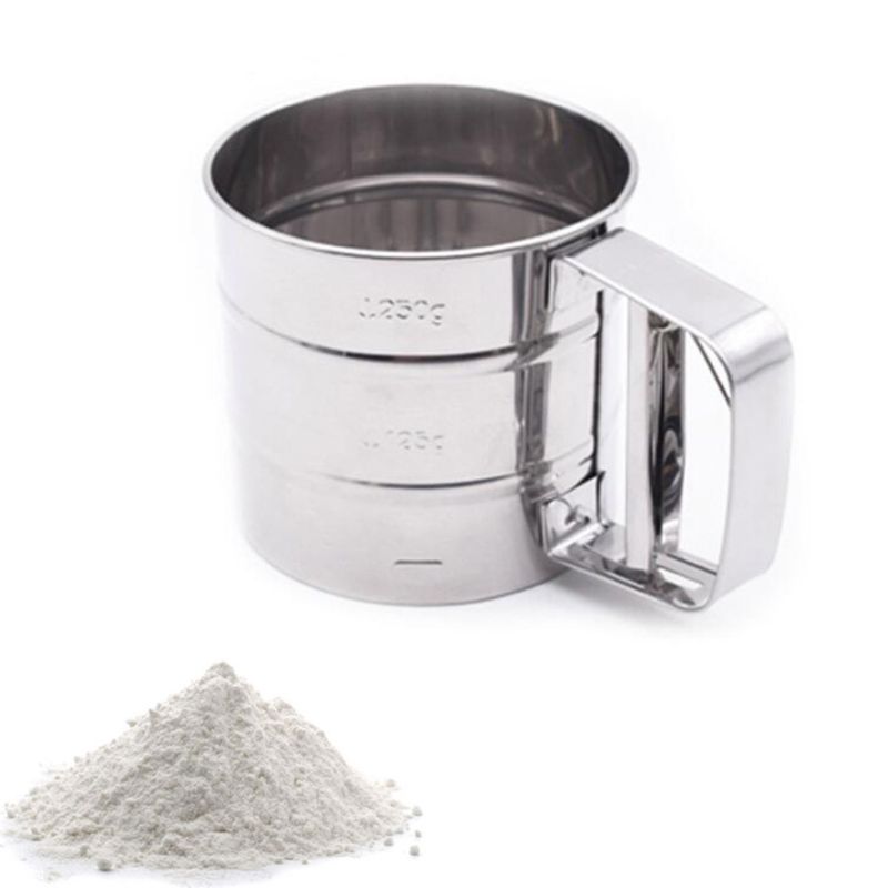Handheld Baking Cake Tool Stainless Steel Hand Flour Powder Mesh Cup Sieve Shaker，flour，The kitchen，filter
