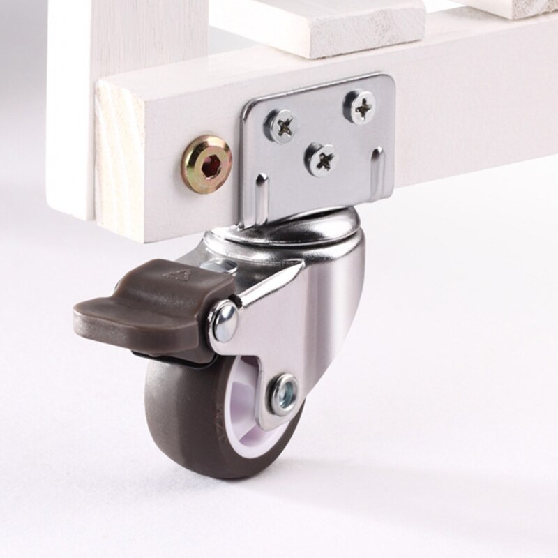 L-Vormige Plaat Swivel Caster Kogellager L-Clip Side Mount Plaat Tpe Rubber Wiel Metalen Behuizing 4 pack Stille Moving