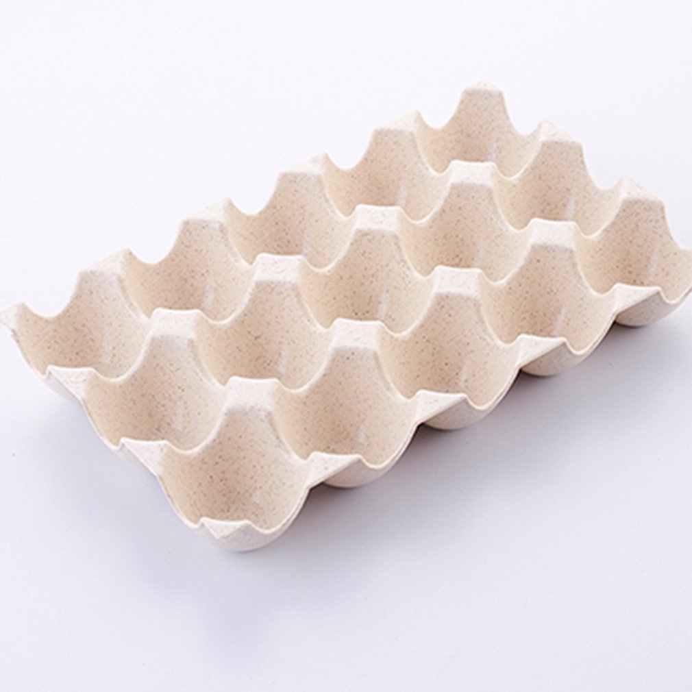 15/24 Grid Wheat Straw Egg Storage Box Refrigerator Stackable Egg Container Egg Dispenser Capacity Kitchen Storage Supplies: Beige 15