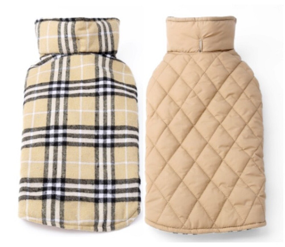 Hundefrakk jakke vanntette klær liten stor s-xxl sele vinter vendbar: beige / Xxl