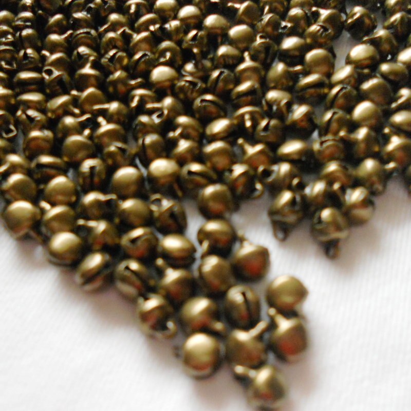 50 Stks/partij. 6Mm Antiek Brons Jingle Bells Vetersluiting Bells Kerst Diy Craft Materiaal Handgemaakte Xmas Tree Hanger Oem