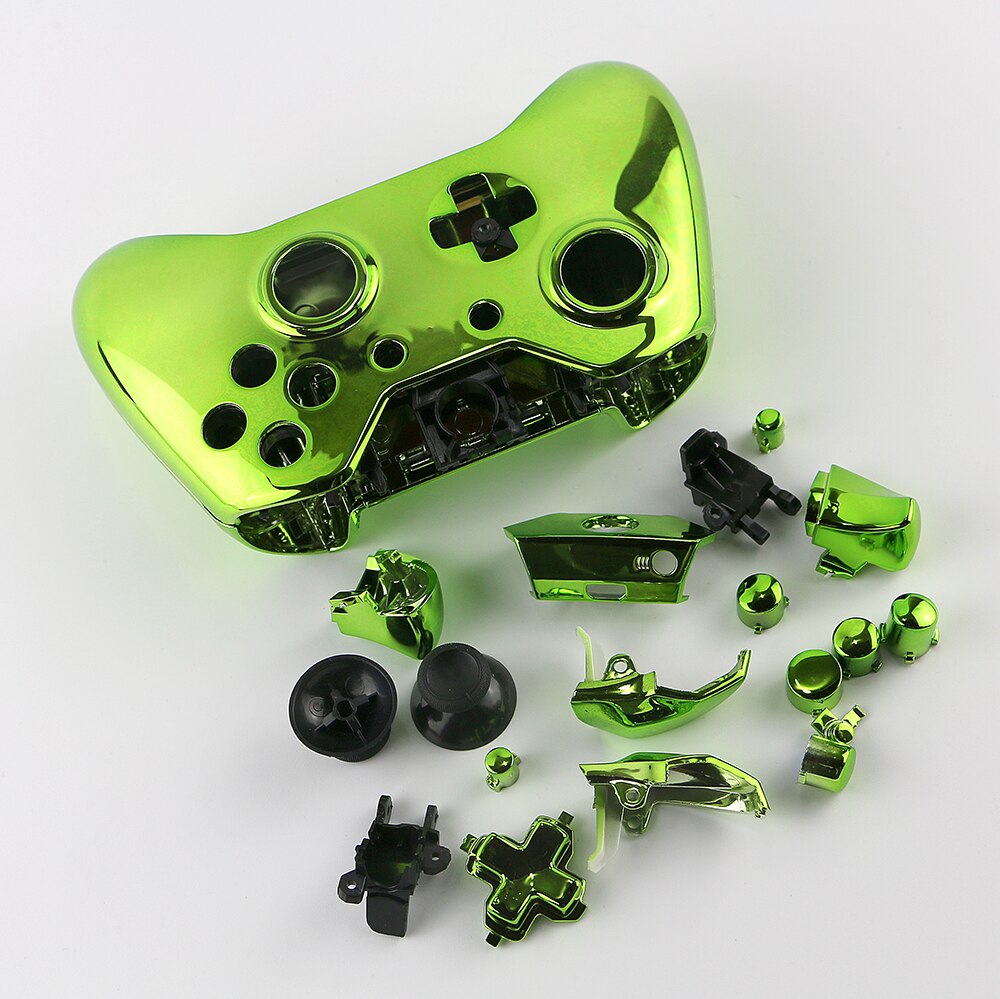 1set di Ricambio Chrome Completa Borsette E Bottoni Mod Kit per Xbox Un Controller Custom Alloggiamento Della Copertura Per Xbox One: C full set green