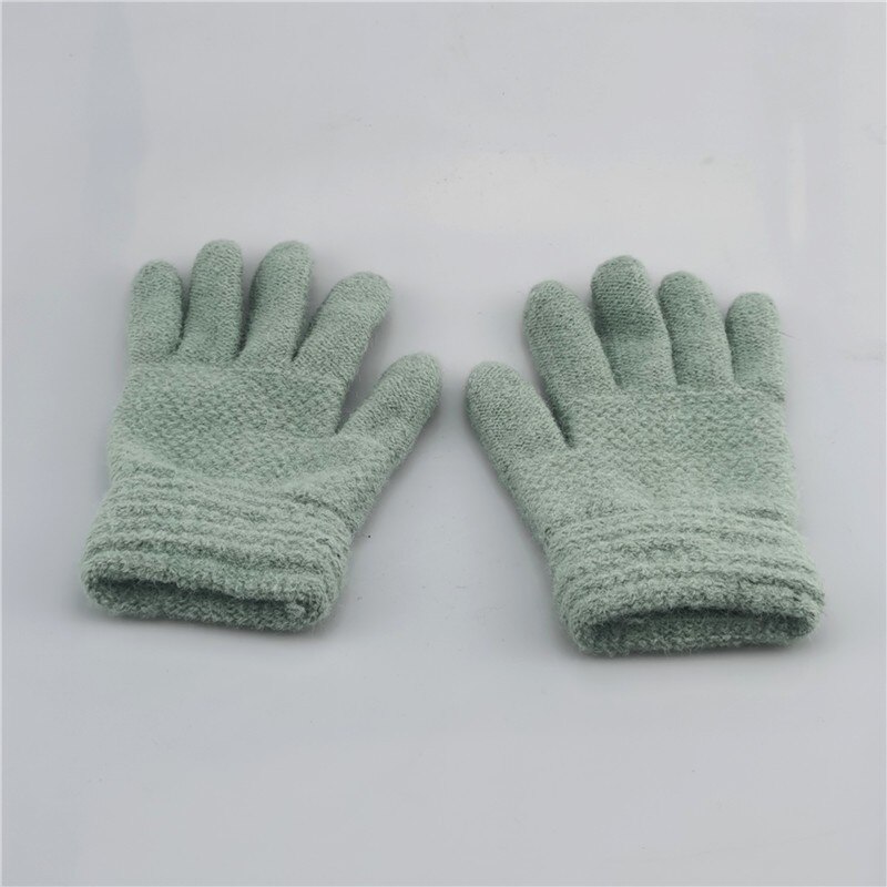 Kids Gloves Baby Girls Boys Winter Warm Solid Knitted Flip Finger Mittens Holodactyly Warm Baby Gloves guantes invierno: Mint Green