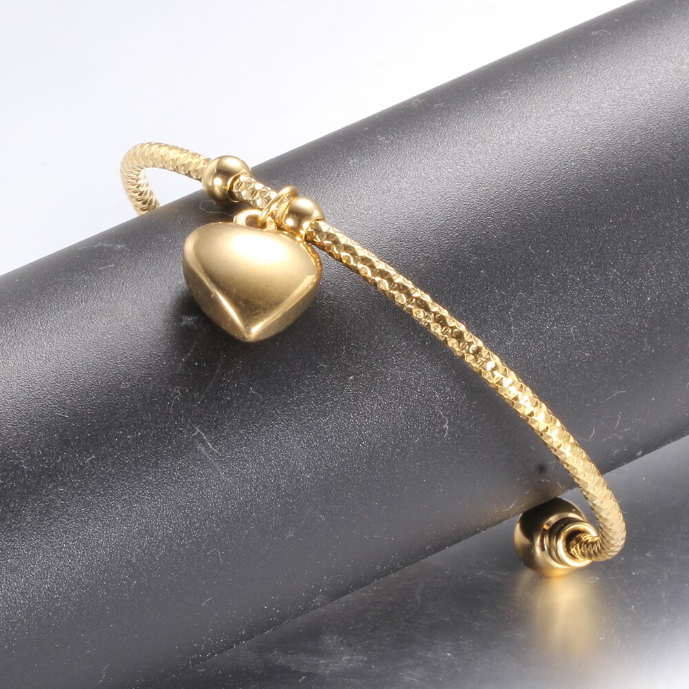 gold Color Stainless Steel heart Bracelet Bangle Initial Charms Bracelets For Women