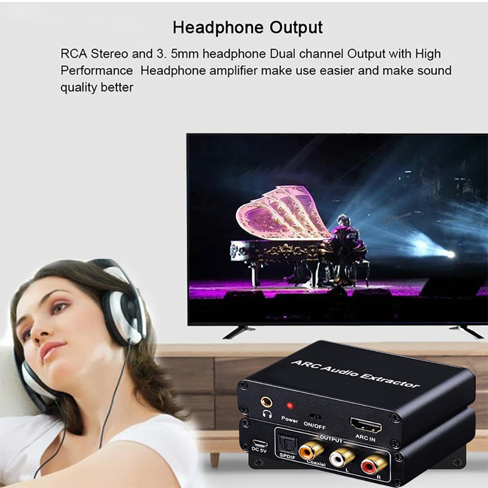 Extractor de adaptador de Audio HDMI ARC de 192KHz, convertidor de Audio Digital a analógico, DAC SPDIF Coaxial RCA, salida Jack de 3,5mm para Monitor de TV