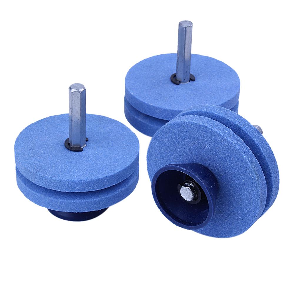Cortadora de césped de doble capa, afilador de cuchillas para taladro con balancador de cuchillas para taladro eléctrico, 4 Uds.