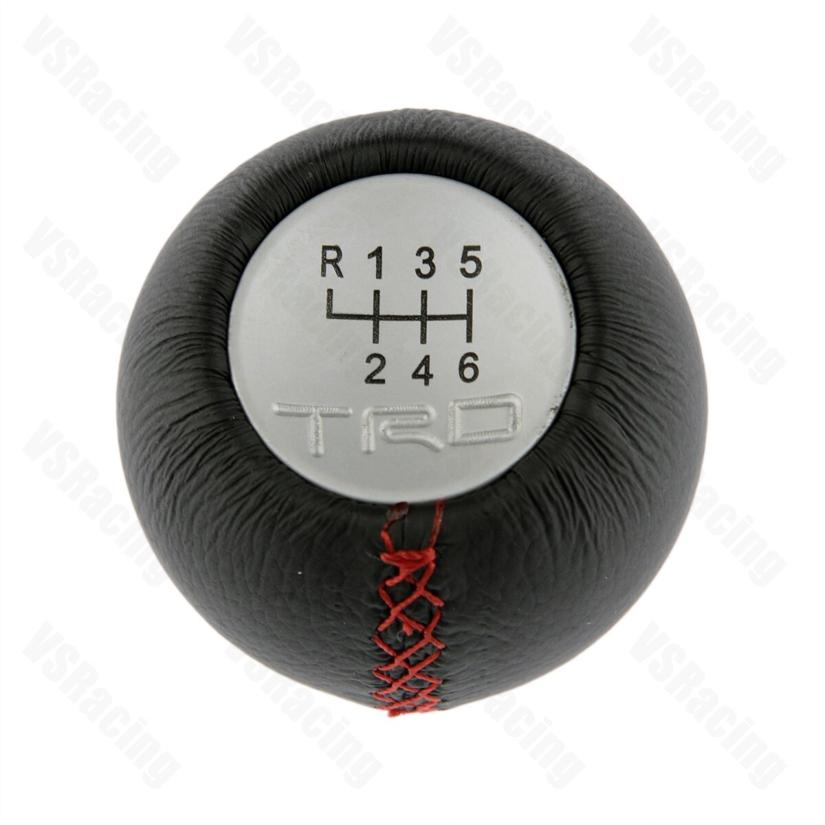 Universal TRD Racing Car Shift Gear Knob, Manual Billet Aluminum Gear Knob with Leather Cover 6 Speed