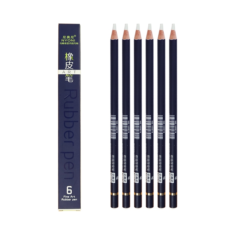 6 stk/set Pen Vormige Earsers Rubber Pen School briefpapier Gum Kantoor accessoires Kids leren Kantoor schoolbenodigdheden