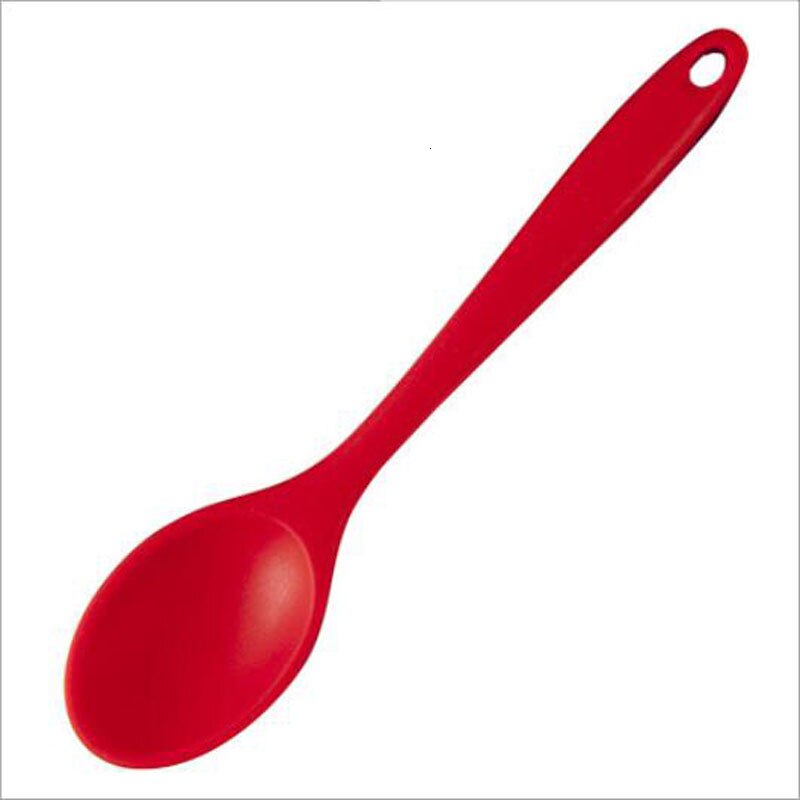 Household Silicone Spoon Heat Resistant Easy To Clean Non-Stick Spoons Kitchenware Salad Spoon Kitchen Scoop Tableware Tools: Red