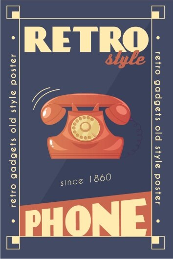 Retro Telefoon Retro Hout Poster 436758864