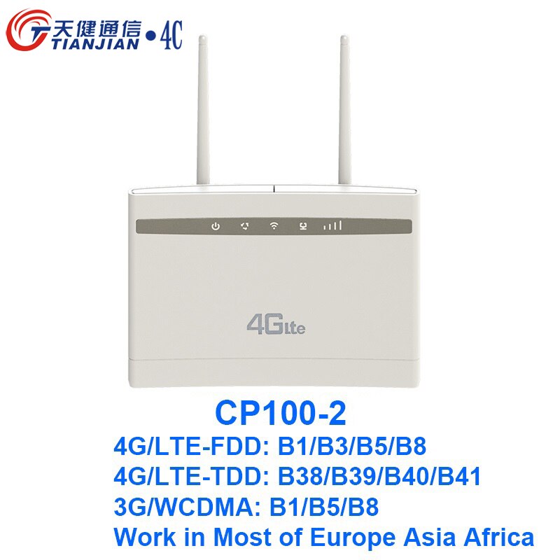 TIANJIAN 4G WiFi Router CPE external dual antenna 4G wireless modem hotspot WAN LAN port PPTP mobile 4g wireless router unlocked: CP100-2