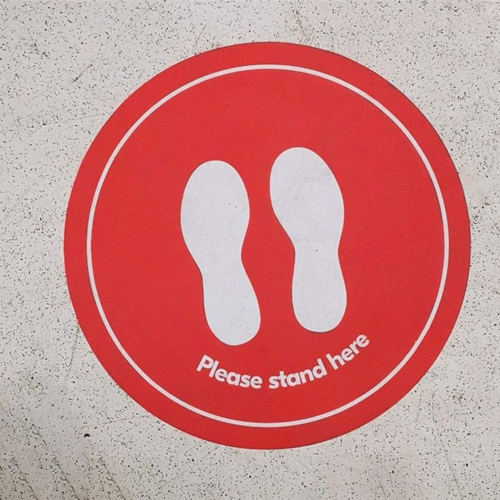 Please Practice Social Distancing Floor Sign Circle Pressure Sensitive Adhesive Non-Slip Store Floor Decor