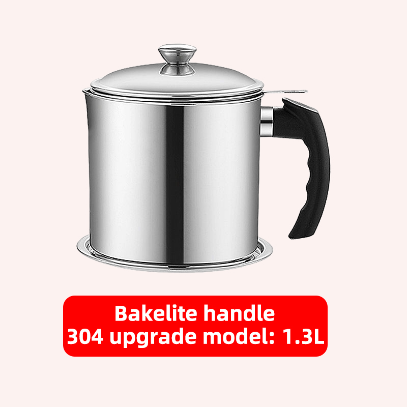 Colador de aceite de acero inoxidable, recipiente para olla, jarra, lata de almacenamiento con filtro, olla de aceite de cocina para utensilios domésticos de cocina: Marfíl