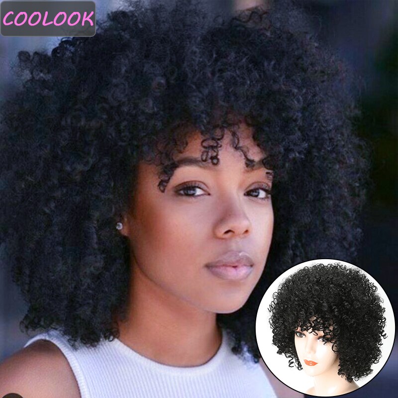 Korte Diepe Krullend Pruiken 12 ''Afro Kinky Krullende Pruik Voor Zwarte Vrouwen Hittebestendige Fibre Afro-amerikaanse Natuurlijke Krullen cosplay Pruiken