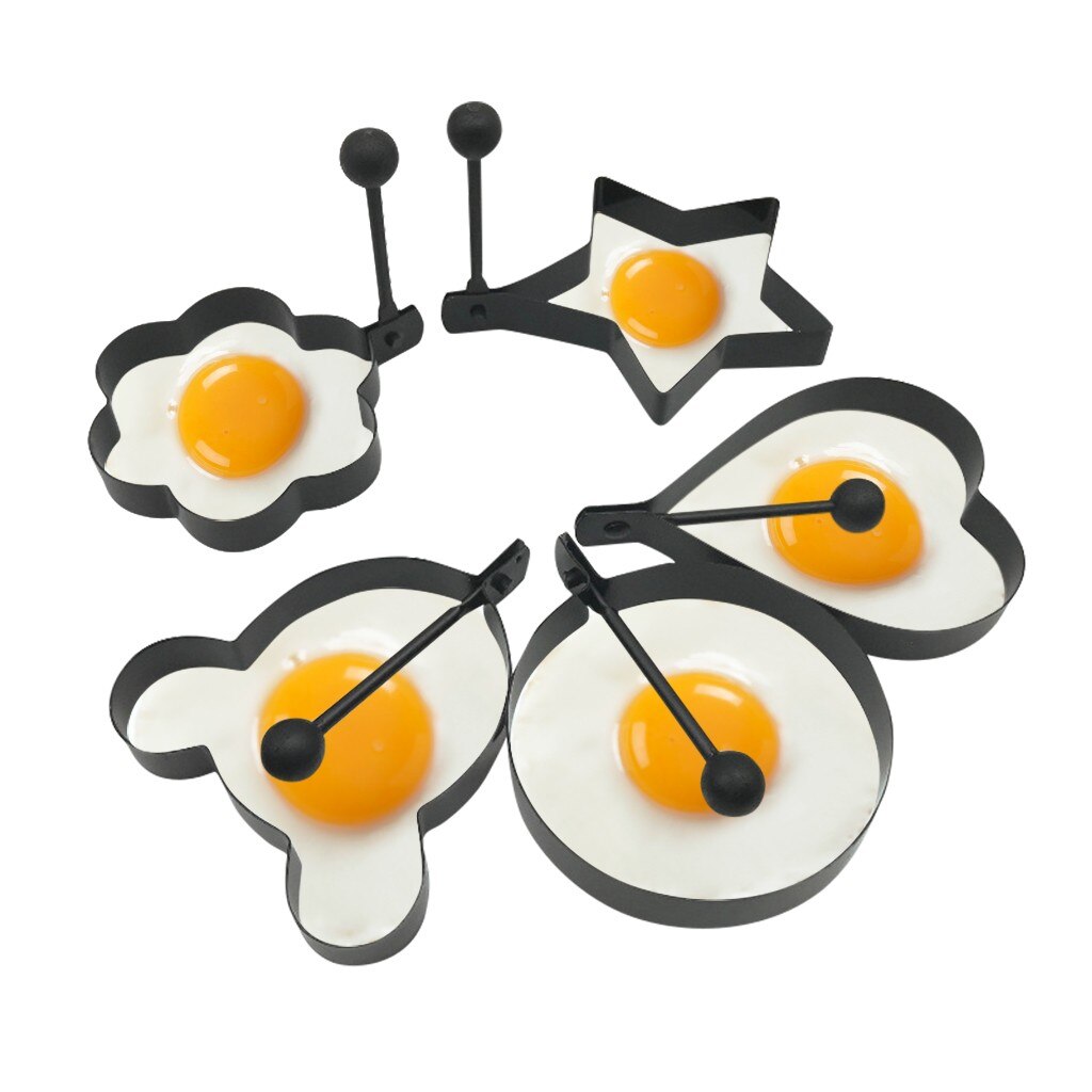 5Pcs Non Stick Metalen Hart/Bloem/Beer/Circcle/Ster Vormige Pancake Ring Ei Pannenkoek Ring voor Gebakken Ei Keuken Tool: Default Title