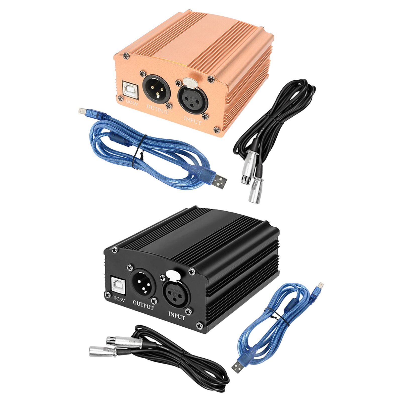 48V Phantom Power Supply and 2m XLR 3 Pin Cable for Condenser Microphone