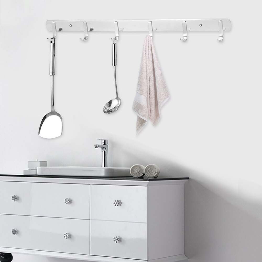 JUSHFO Multi-functional Hook Rail Coat Hook Stainless Steel Coat Hook Wall Hook 4 6 Hook Space Saving 1PC