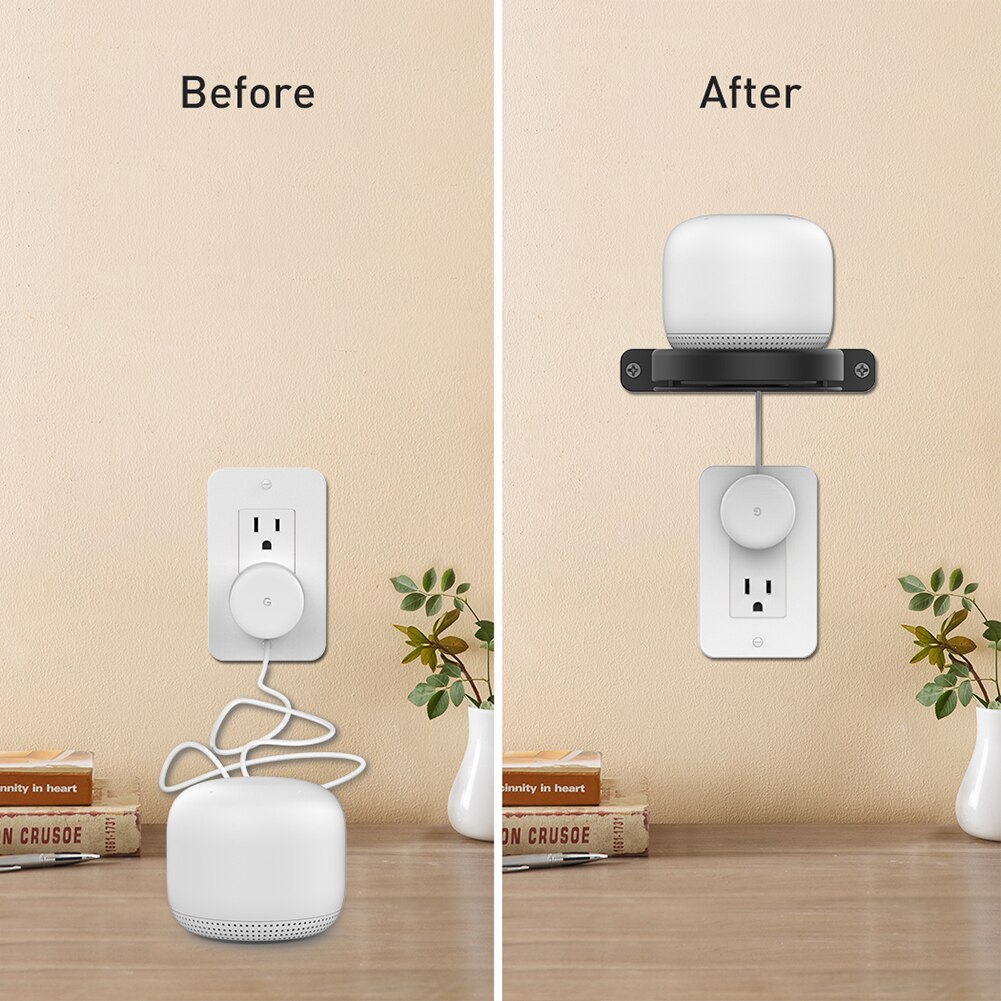 Smart Speaker Wall Mount Hanger Built-in Cable Management Space Saving Bracket Wall Shelf for Google Nest WiFi Wireless Router