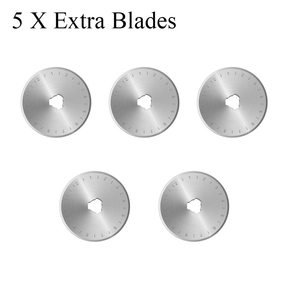 45mm Rotary Cutter Quilter Sewing Fabric Crafts Cutting Tool W/5PCS Refill Blade Rotary Cutter Alloy Steel+ABS Plastic: Light Grey