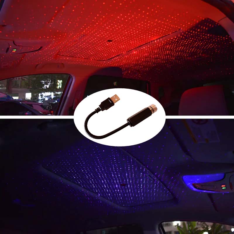 Romántico LED para techo de coche, proyector de luz nocturna de estrella, atmósfera, lámpara de galaxia, Lámpara decorativa USB, luz de decoración Interior de coche ajustable